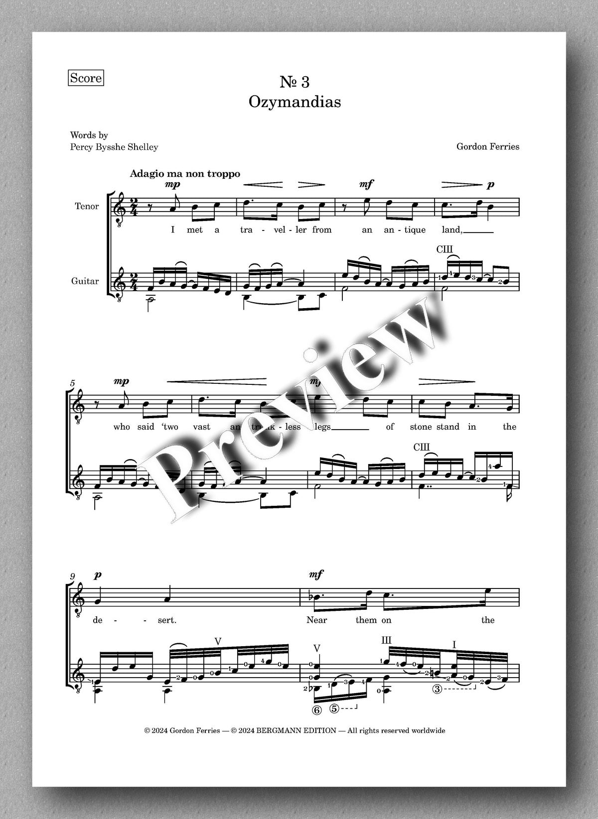 Gordon Ferries, Meditations - preview of the music score 3