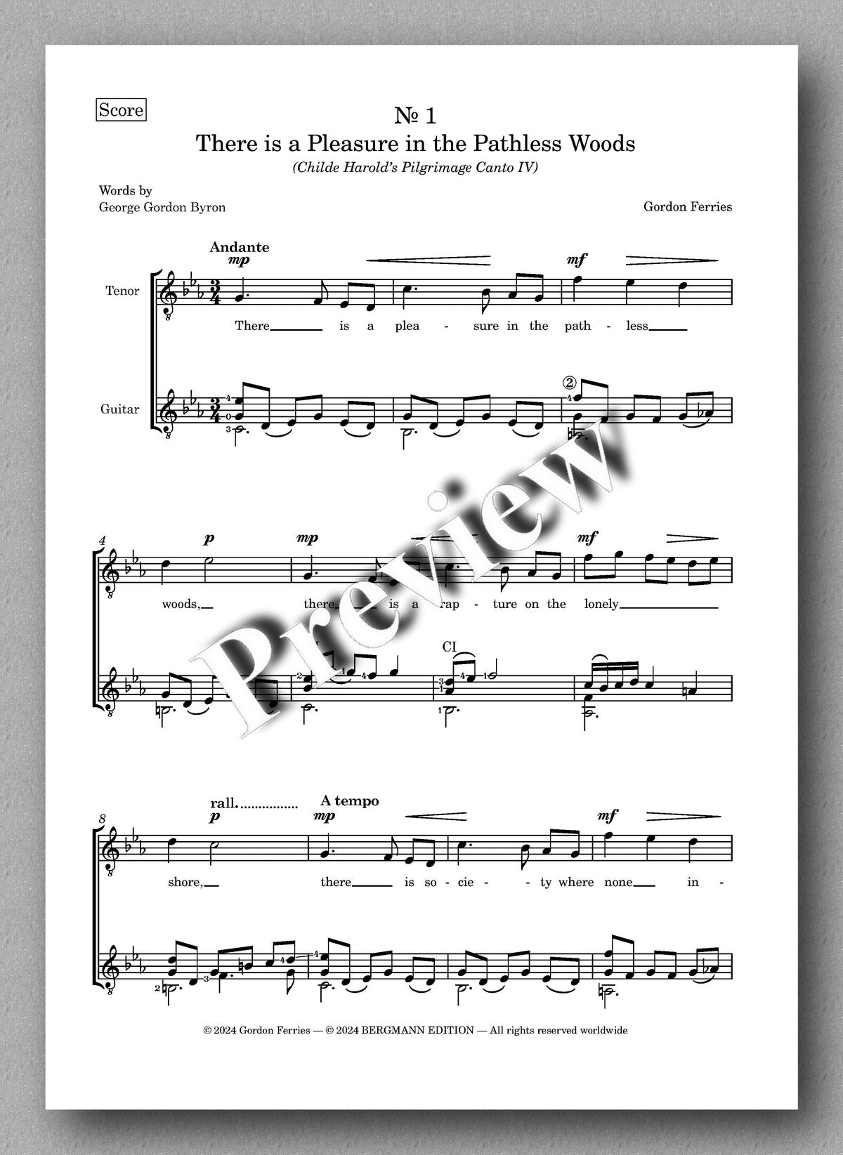 Gordon Ferries, Meditations - preview of the music score 1