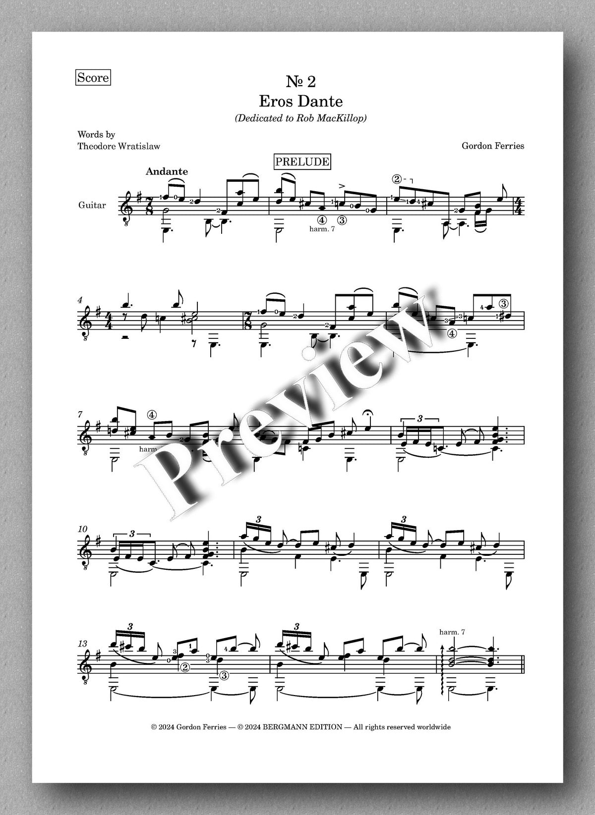 Gordon Ferries, Meditations - preview of the music score 2