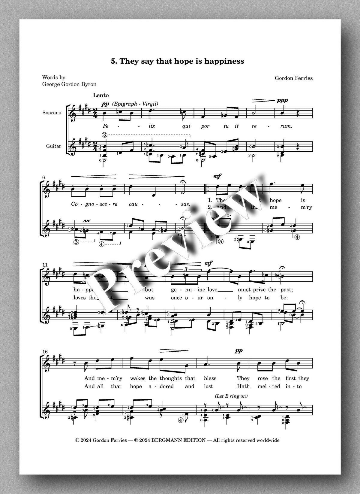 Gordon Ferries, Sun of the Sleepless - preview of the music score 3