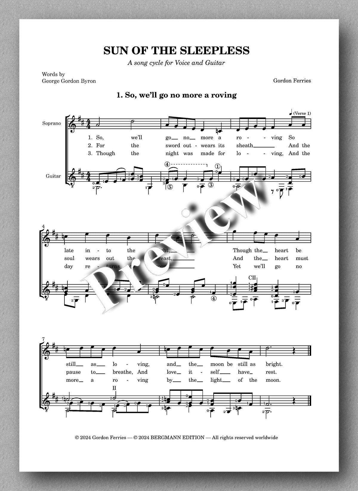 Gordon Ferries, Sun of the Sleepless - preview of the music score 1