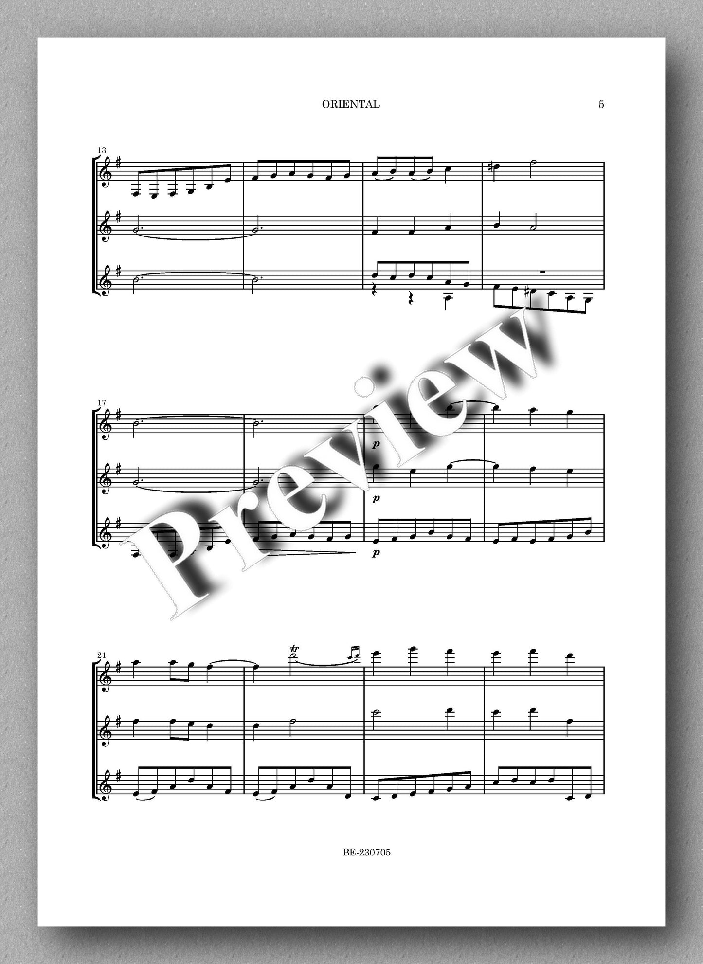 Enrique Granados, ORIENTAL, No. 2, from „Danzas Epañolas” Op. 37, preview of the music score 2