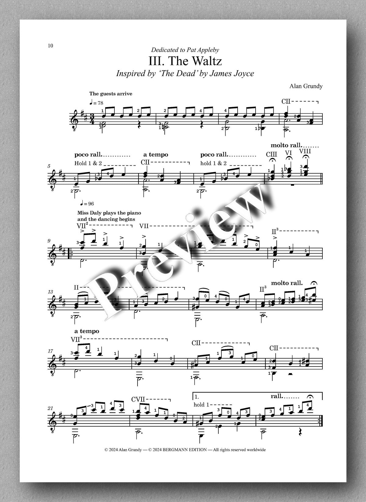 Alan Grundy, Dubliners - preview of the music score 3