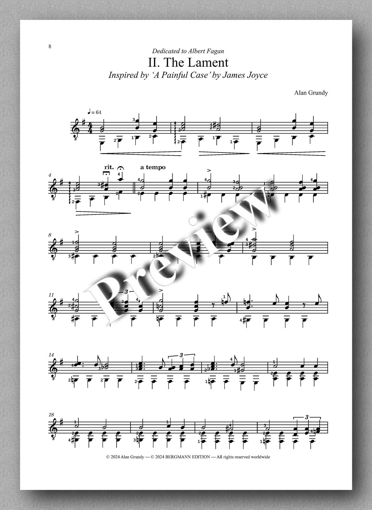 Alan Grundy, Dubliners - preview of the music score 2