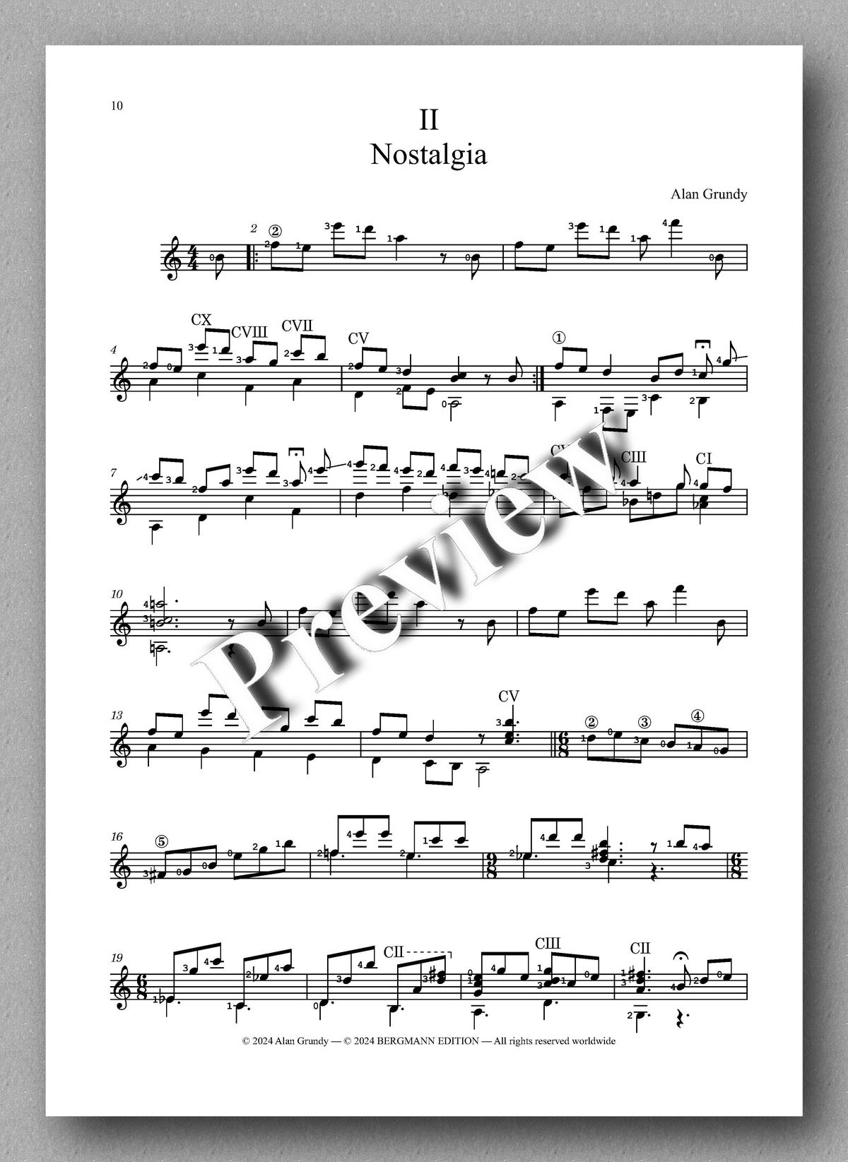 Alan Grundy, The Millennium Mirror - preview of the music score 2