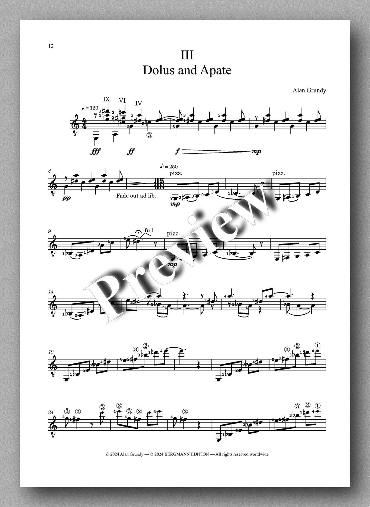 Alan Grundy, The Millennium Mirror - preview of the music score 3