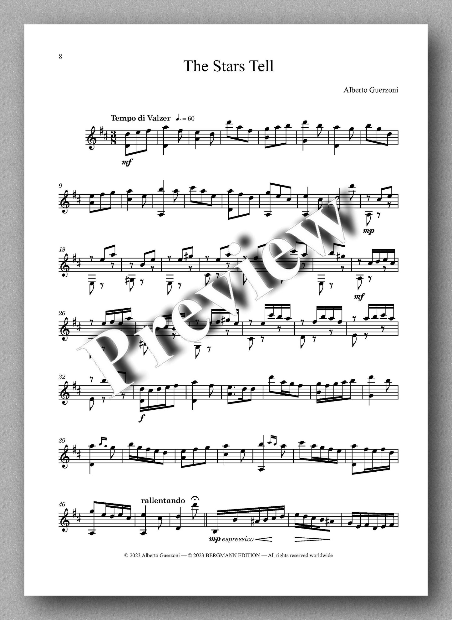 Alberto Guerzoni, A Clown in the Mirror - preview of the music score 3