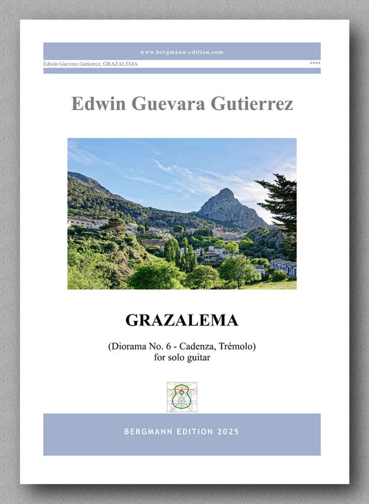 Music sheet cover for 'Grazalema' by Edwin Guevara Gutierrez with a scenic image of Grazalema.