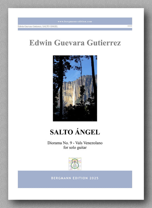 Sheet music cover for 'Salto Angel' by Edwin Guevara Gutierrez with a mountain landscape image.