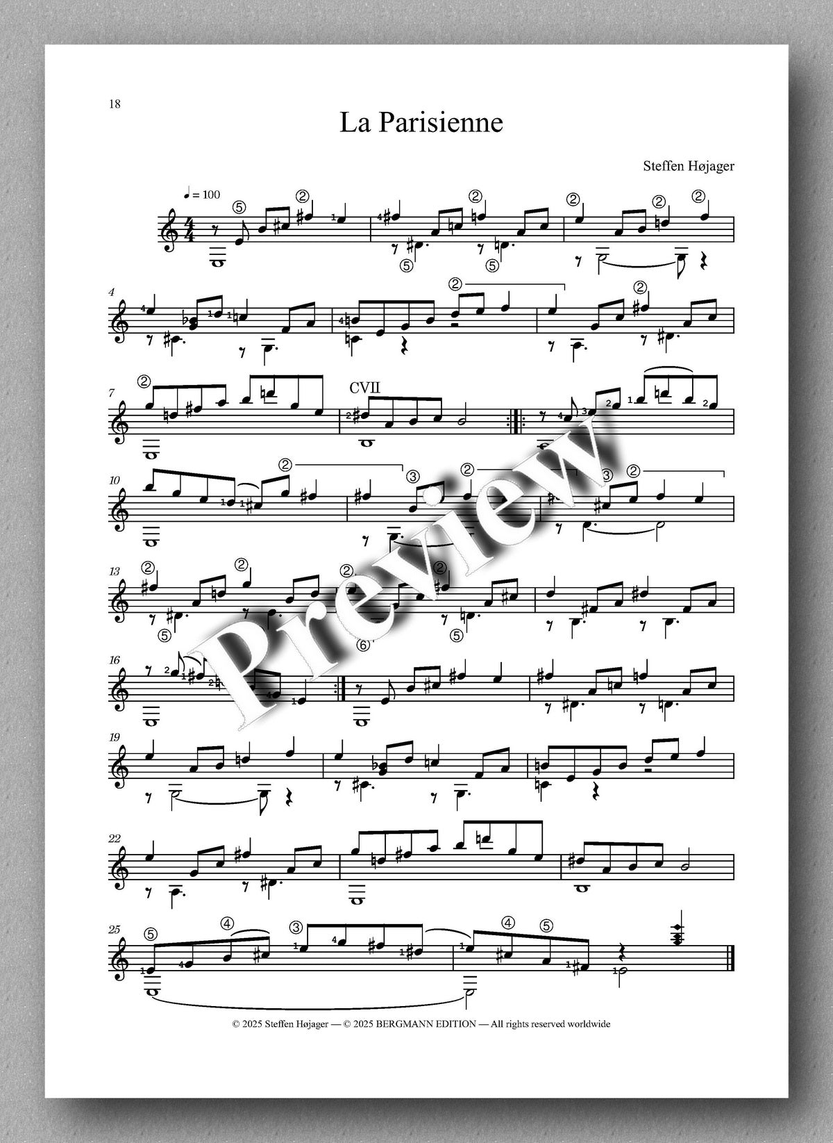 Sheet music for 'La Parisienne' by Stefan Hager with a watermark on a gray background