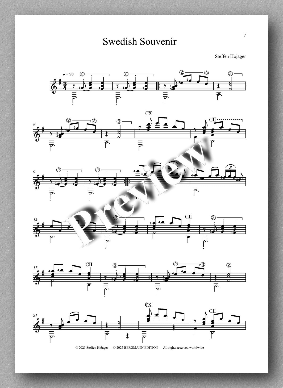 Sheet music for 'Swedish Souvenir' by Steffer Heijger with a watermark overlay.