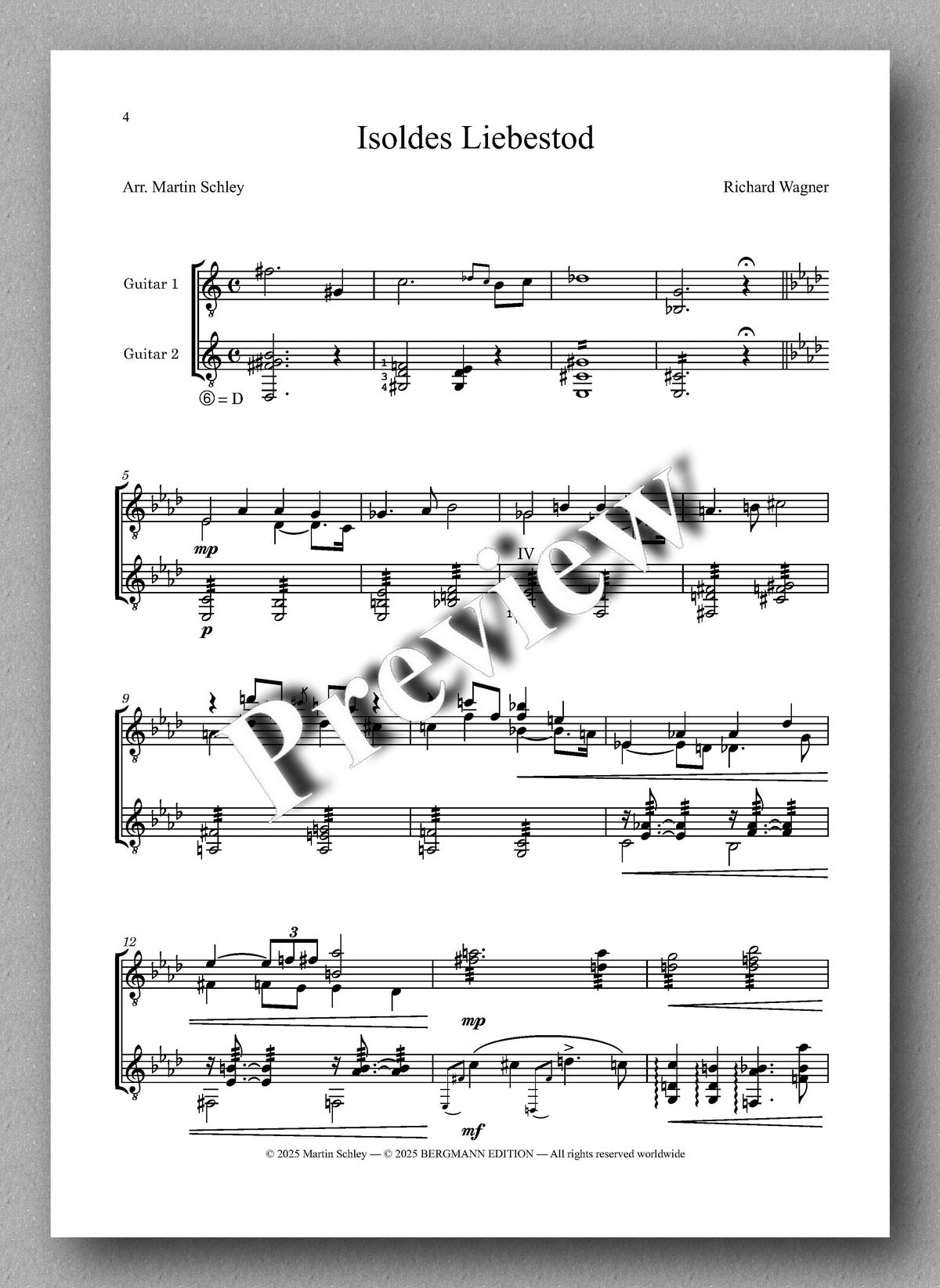 Richard Wagner, Isoldes Liebestod - preview of the music score 1