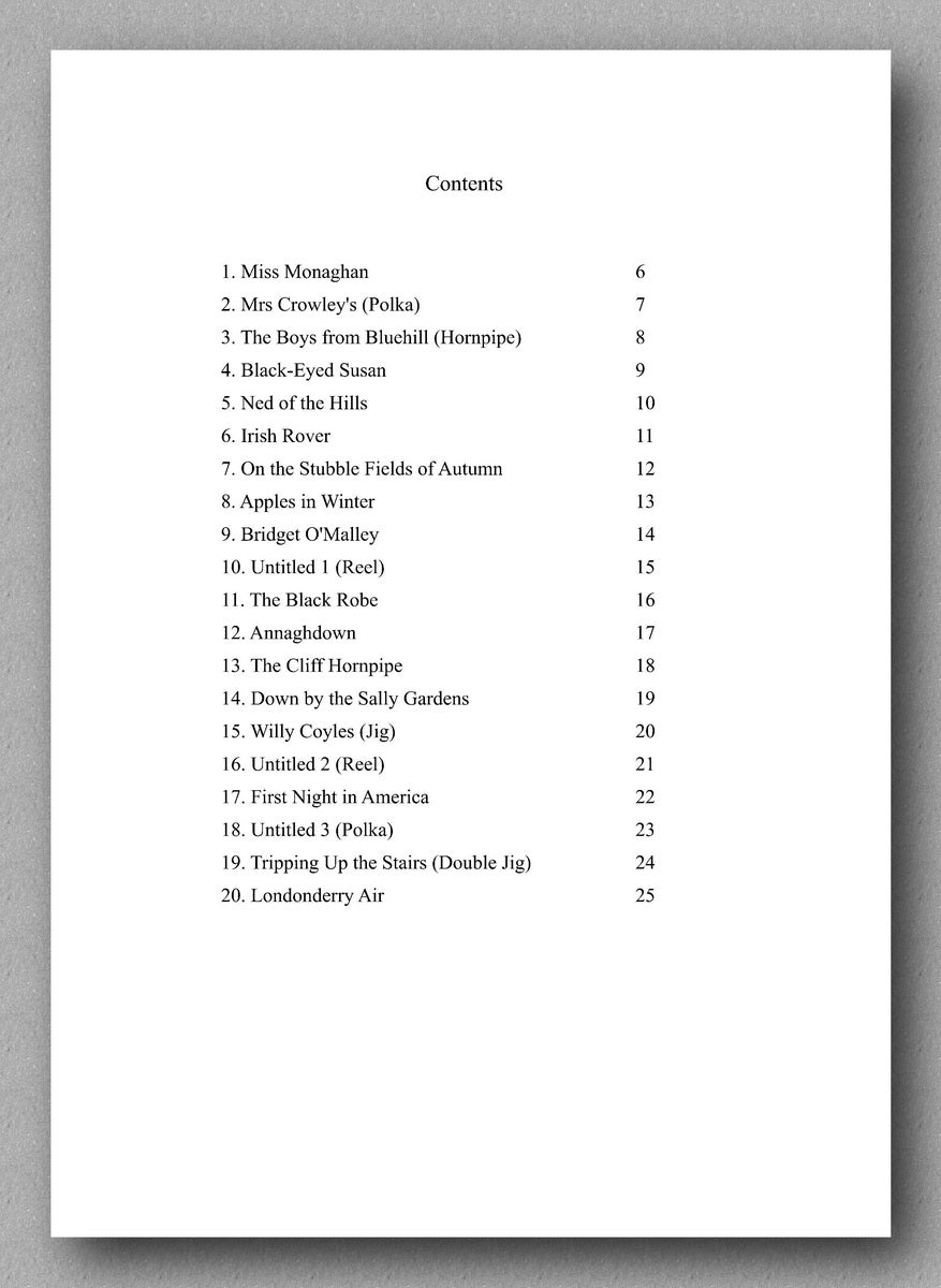 Irish Folk Songs and Dances by Jonathan Jackson - preview of the Index