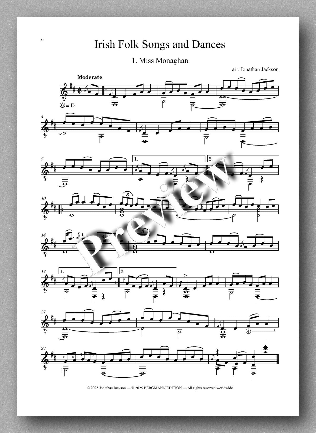 Irish Folk Songs and Dances by Jonathan Jackson - preview of the music score 1