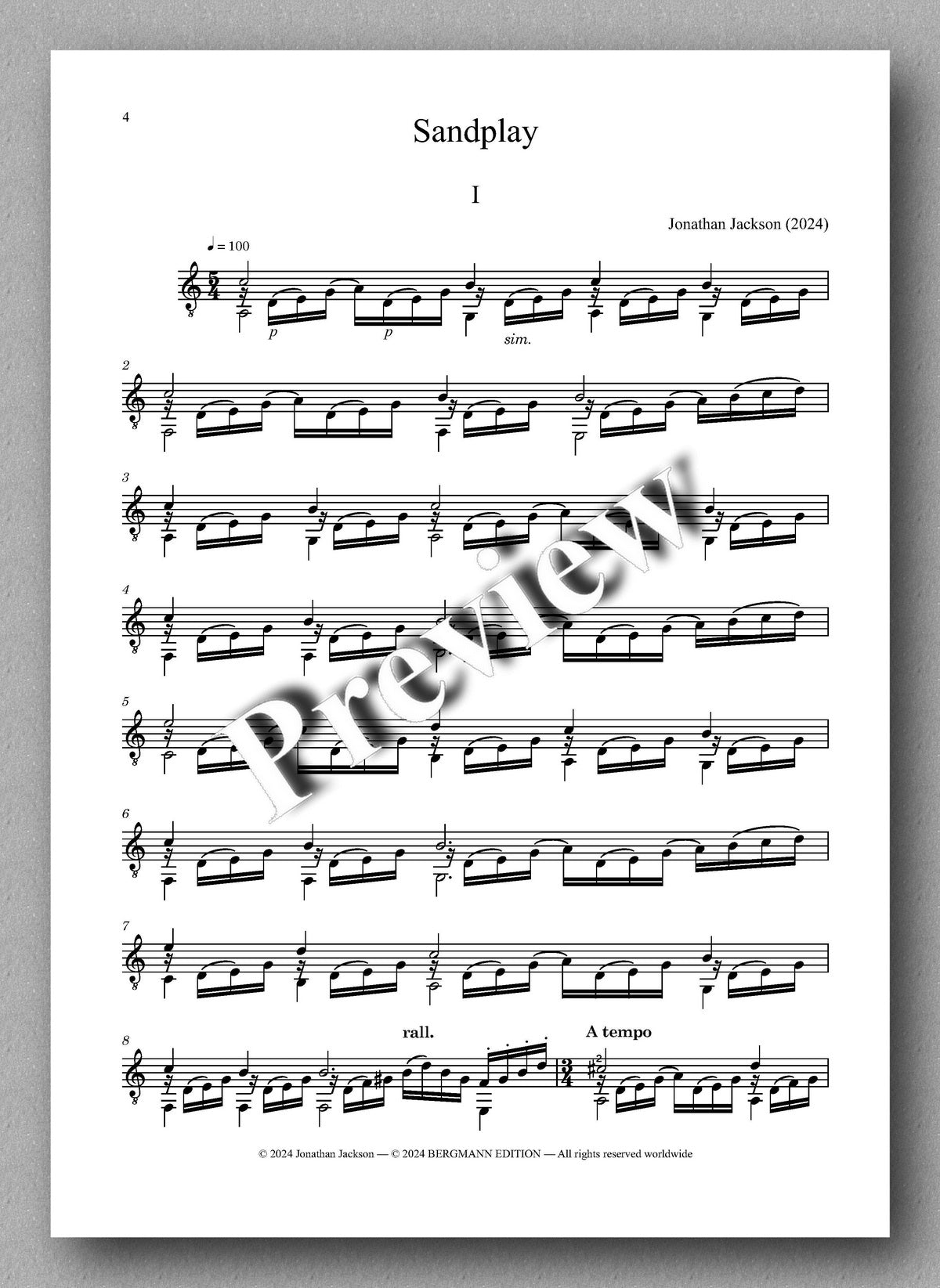 Sandplay by Jonathan Jackson - preview of the music score 1