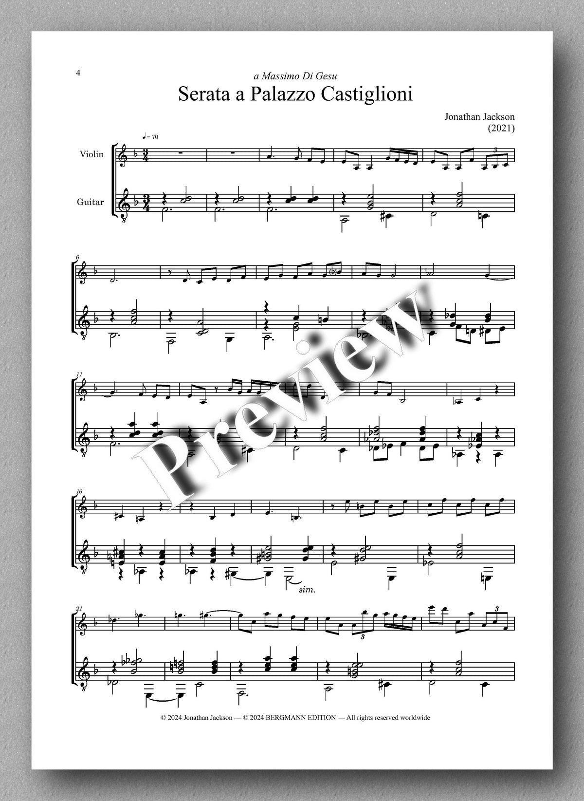 Serata a Palazzo Castiglioni by Jonathan Jackson - preview of the music score