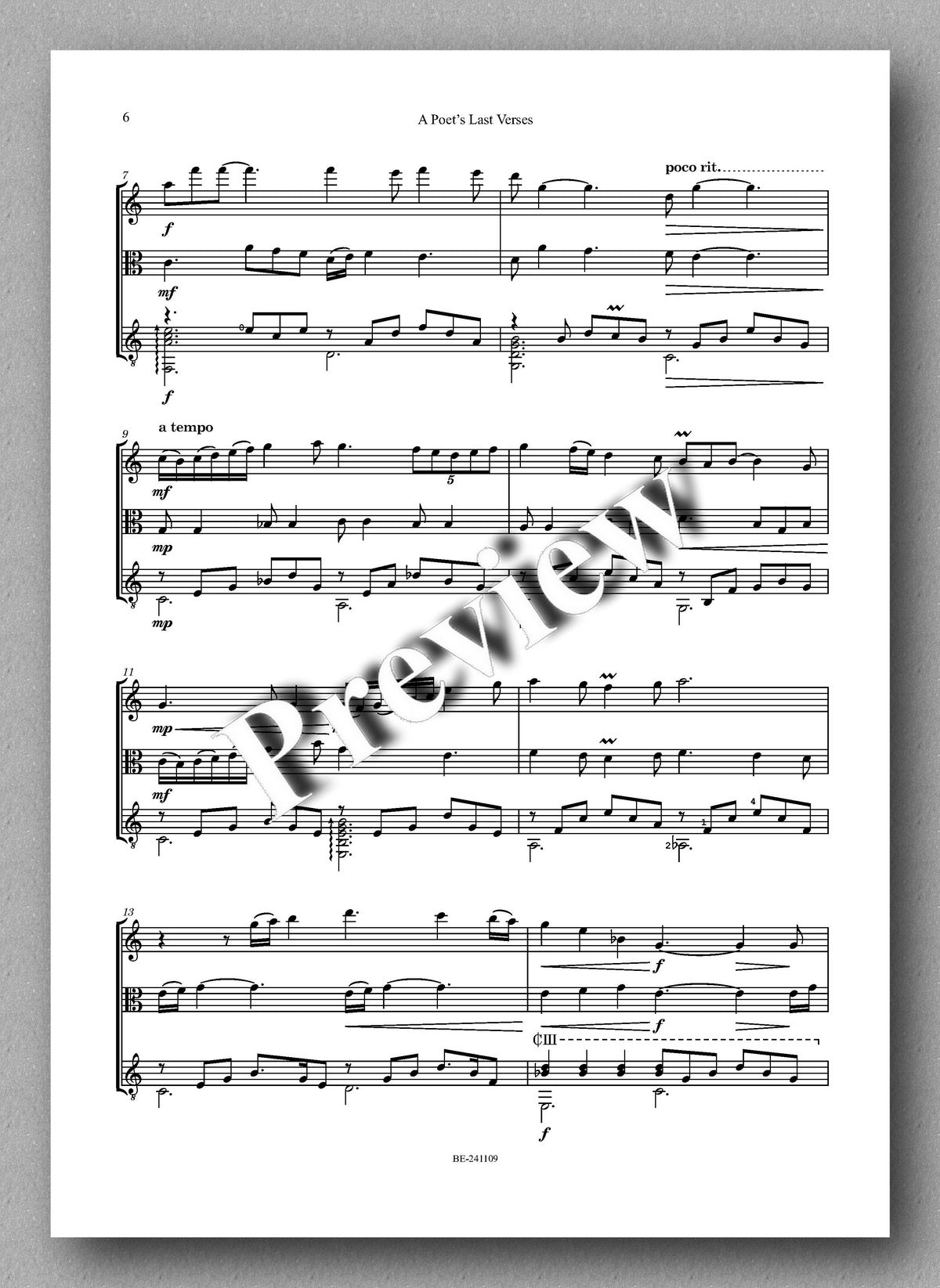 A Poet’s Last Verses by George Jenner - preview of the music score 2