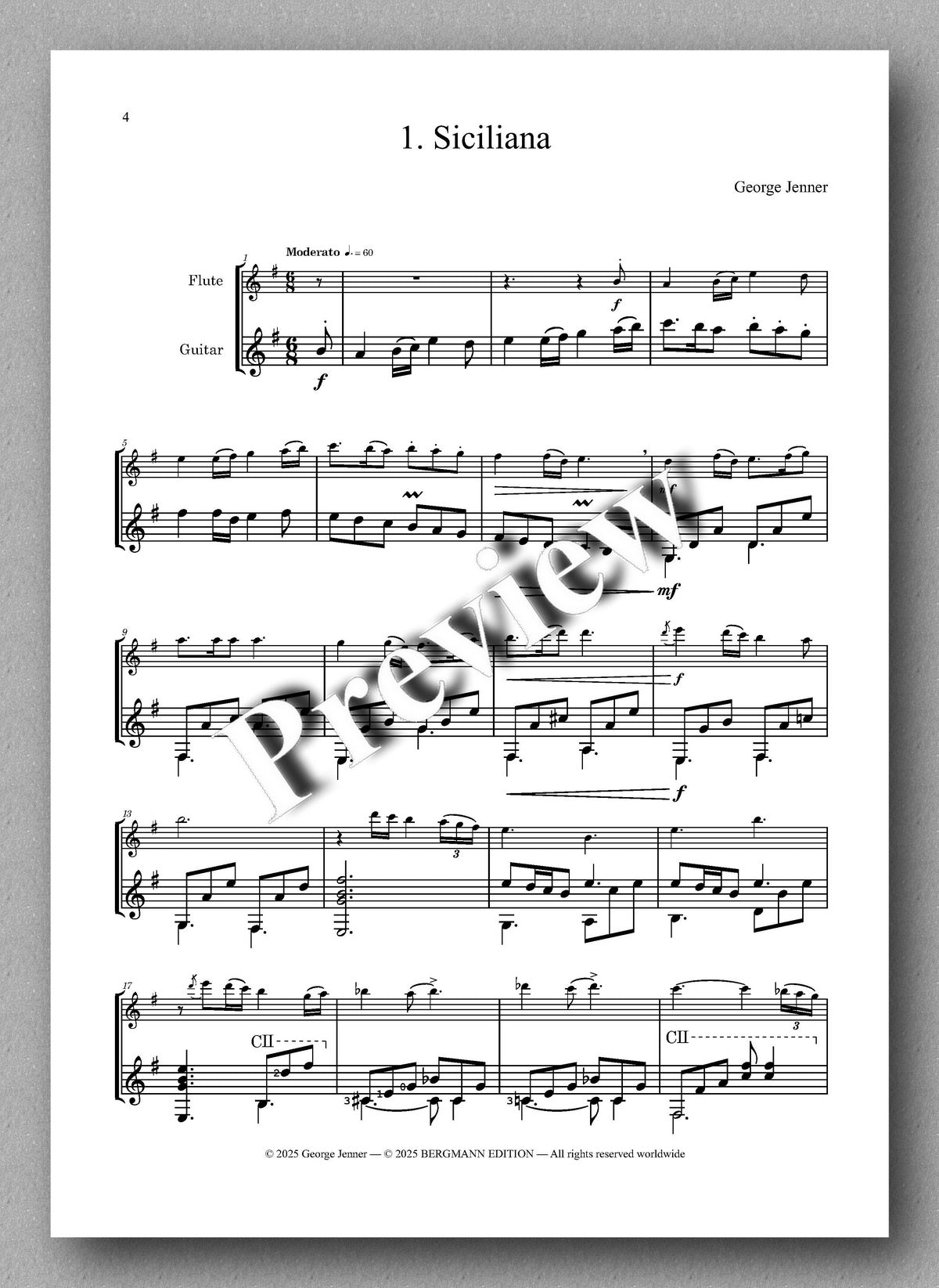Sonatina by George Jenner - preview of the music score 1