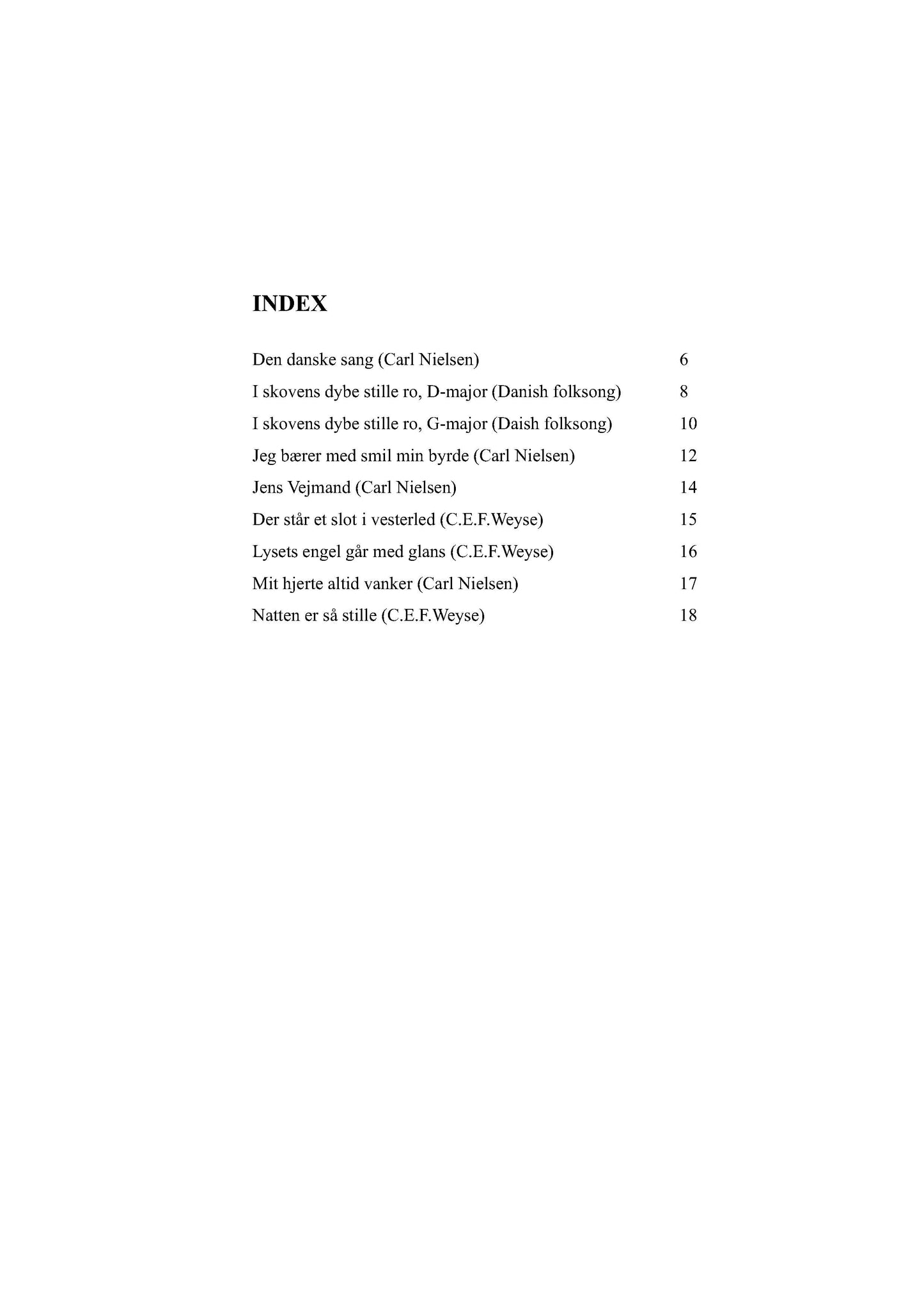 Lauridsen, Eight Danish Songs - preview of the INDEX