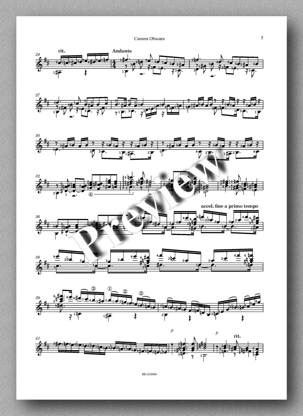 Camera Obscura by Redi Marku - preview of the music score 2