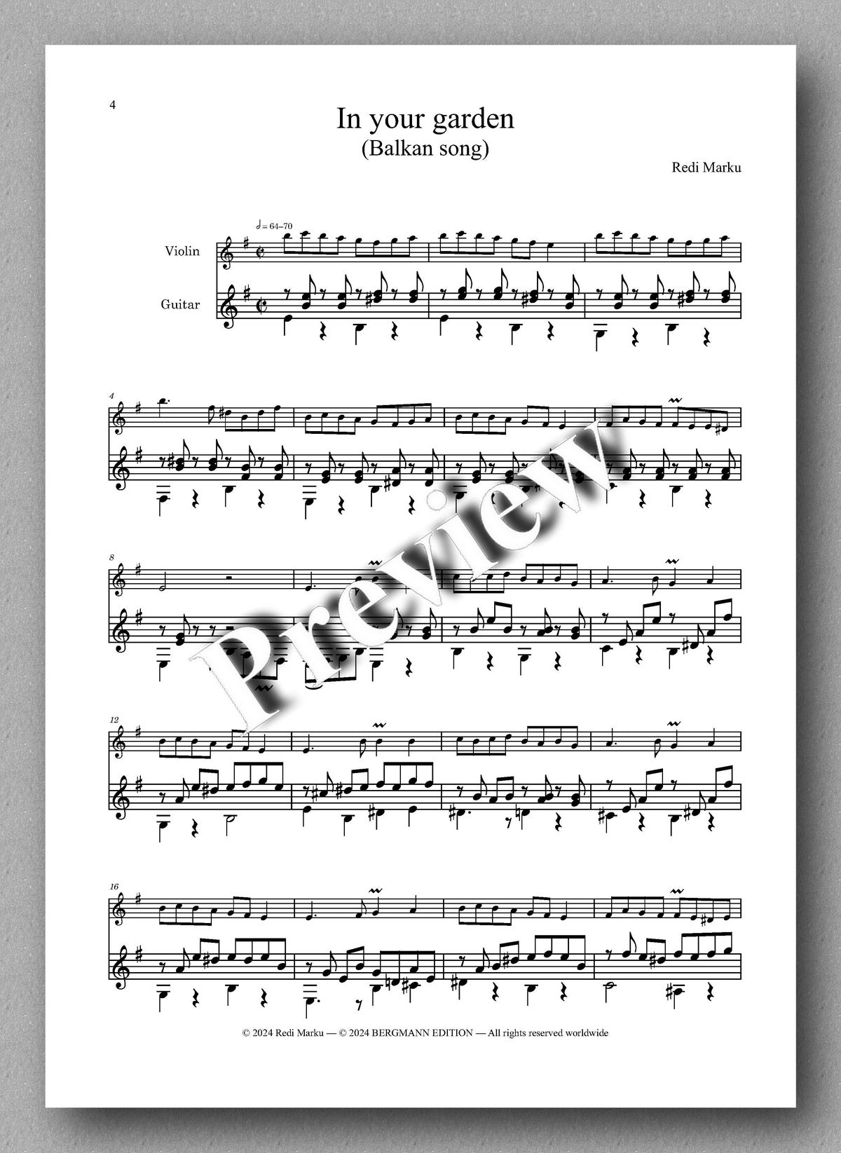 In Your Garden by Redi Marku - previes of the music score 1