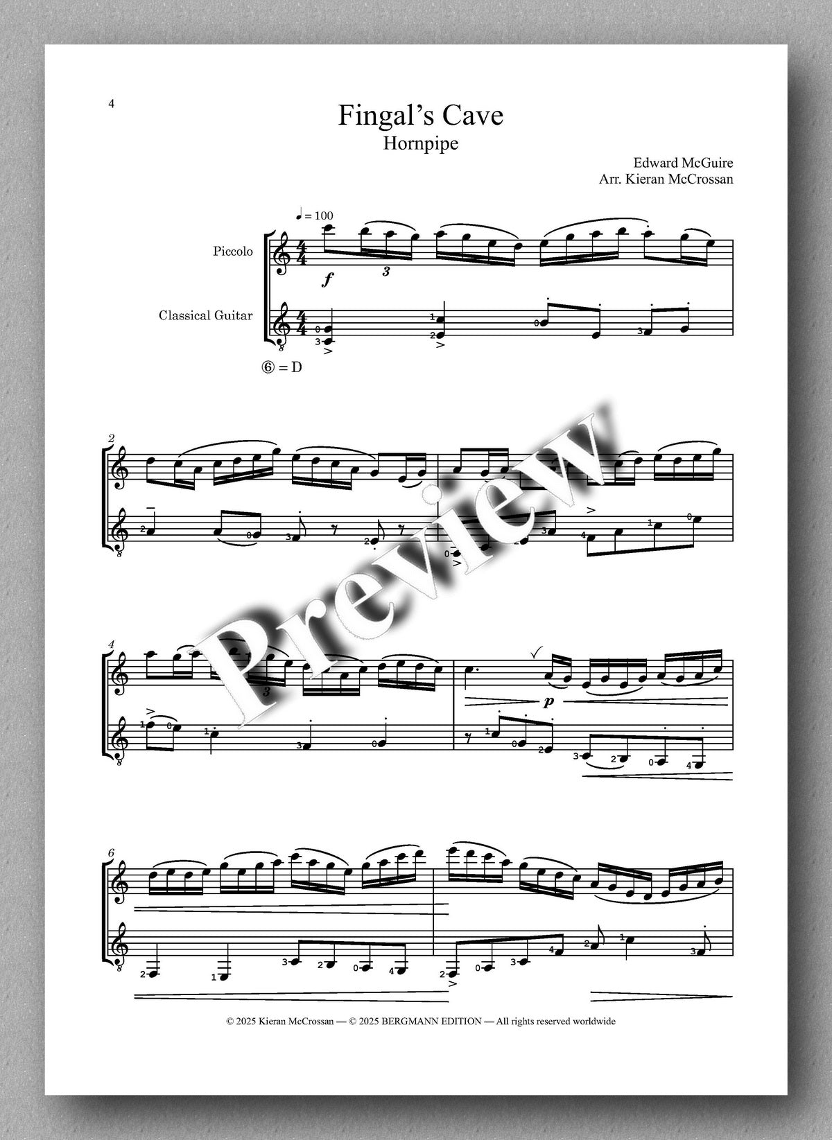 Edward McGuire, Fingal's Cave - preview of the music score