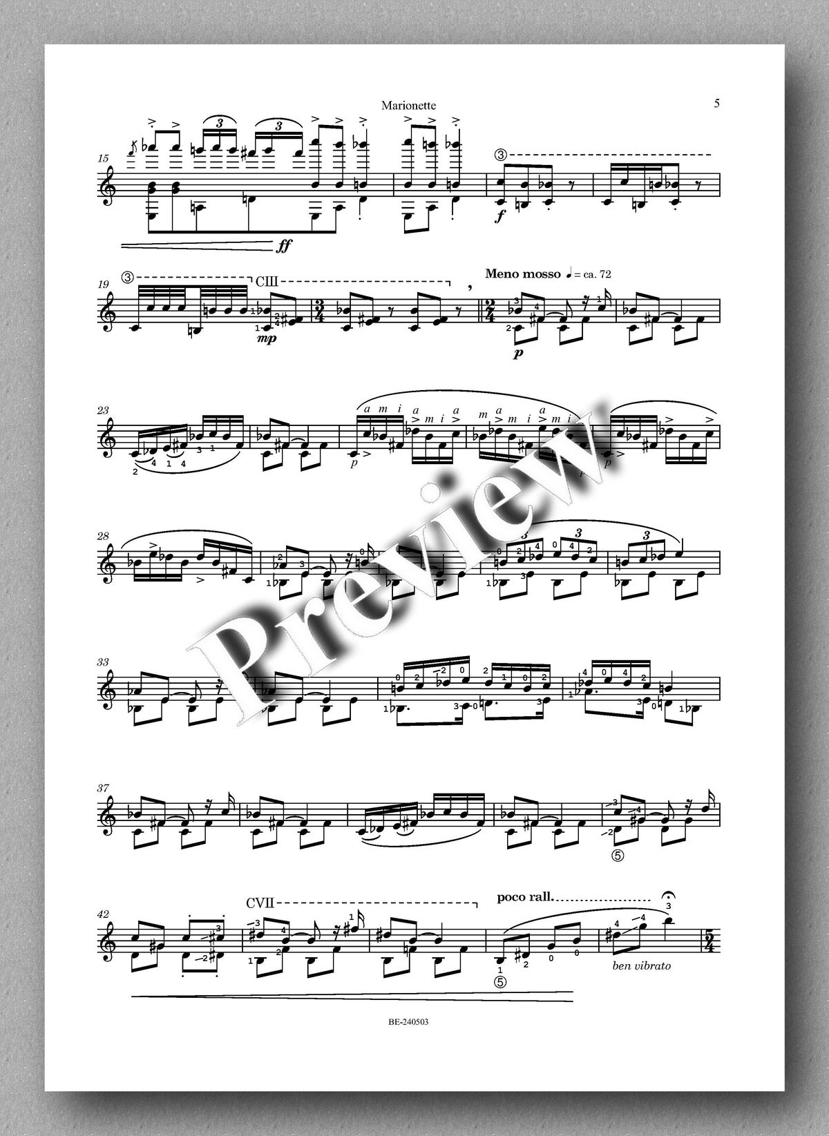 Damiano Mercuri, Marionette - preview of the music score 2