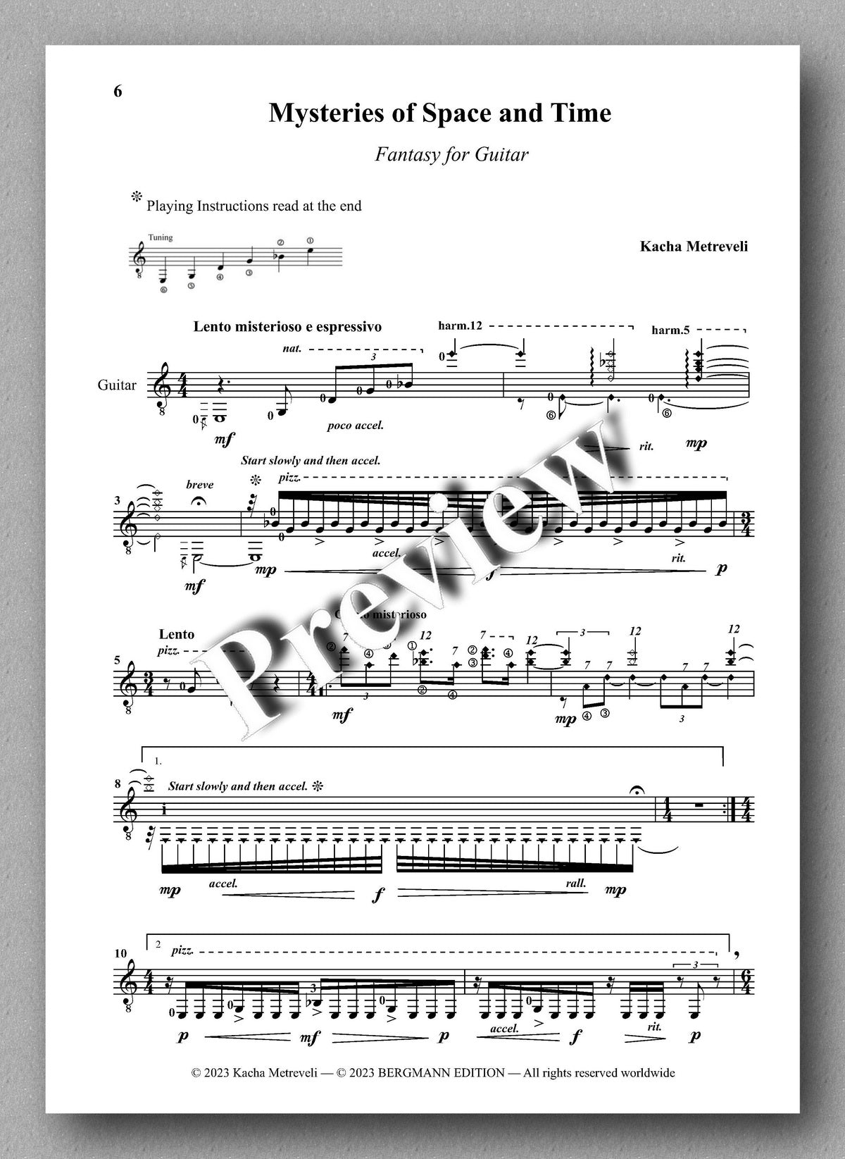 Mysteries of Space and Time by Kacha Metreveli - preview of the music score 1