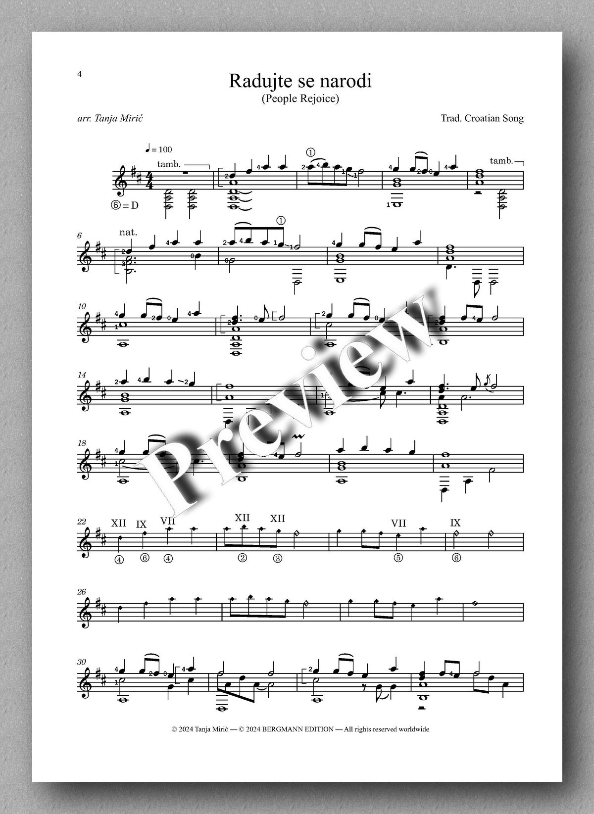 Tanja Mirić, Three Croatian Christmas Songs - preview of the music score