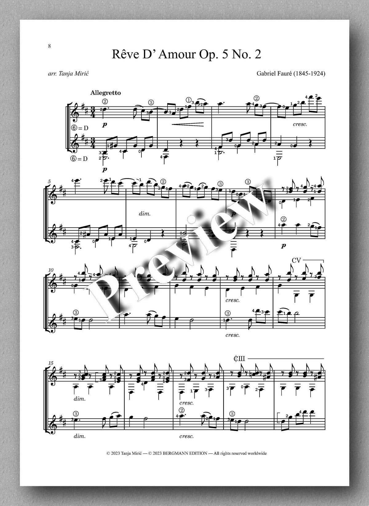 Elgar and Fauré, Two Love Songs - preview of the music score 2