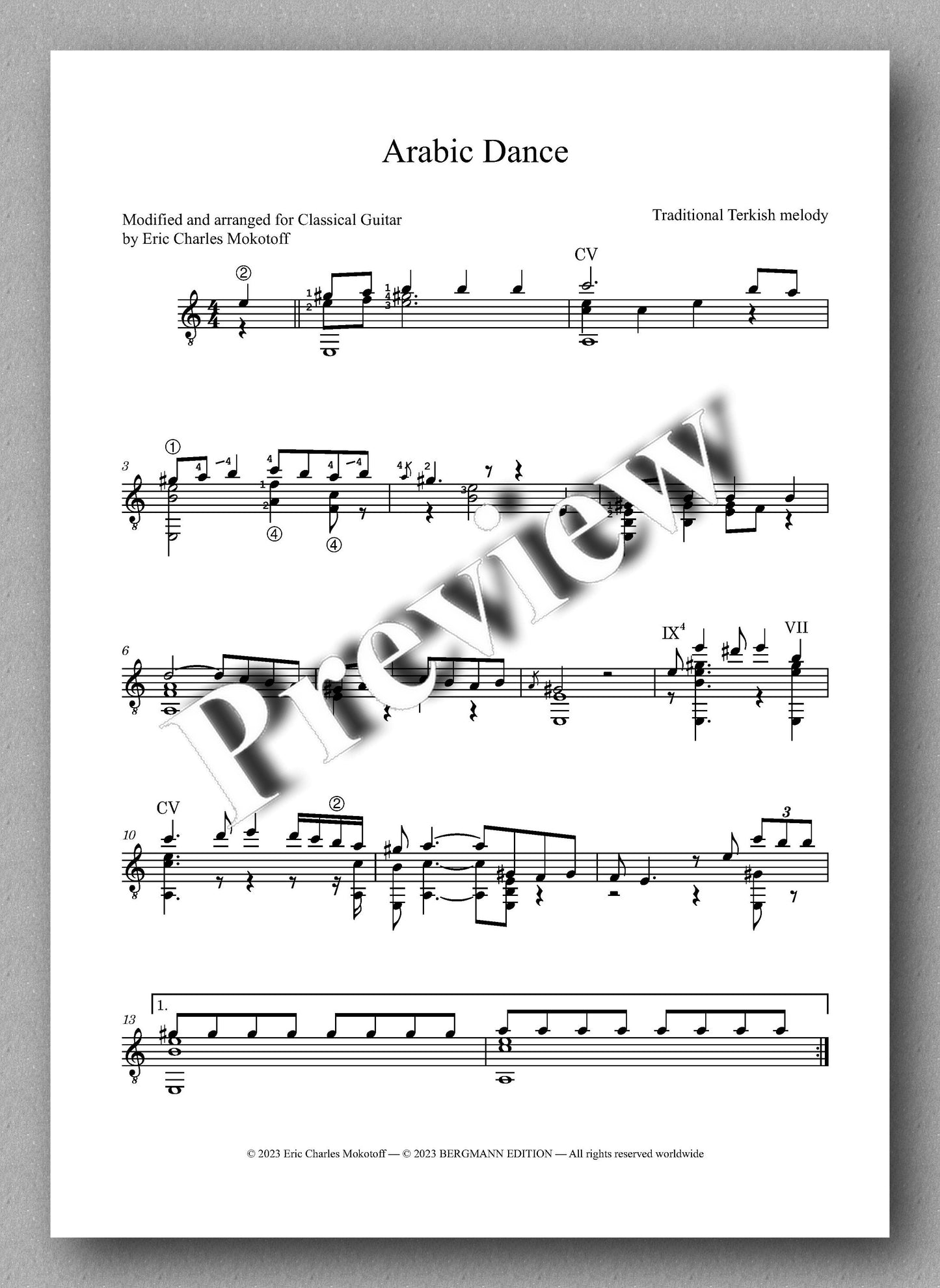 Arabic Dance, by Eric Charles Mokotoff - preview of the music score