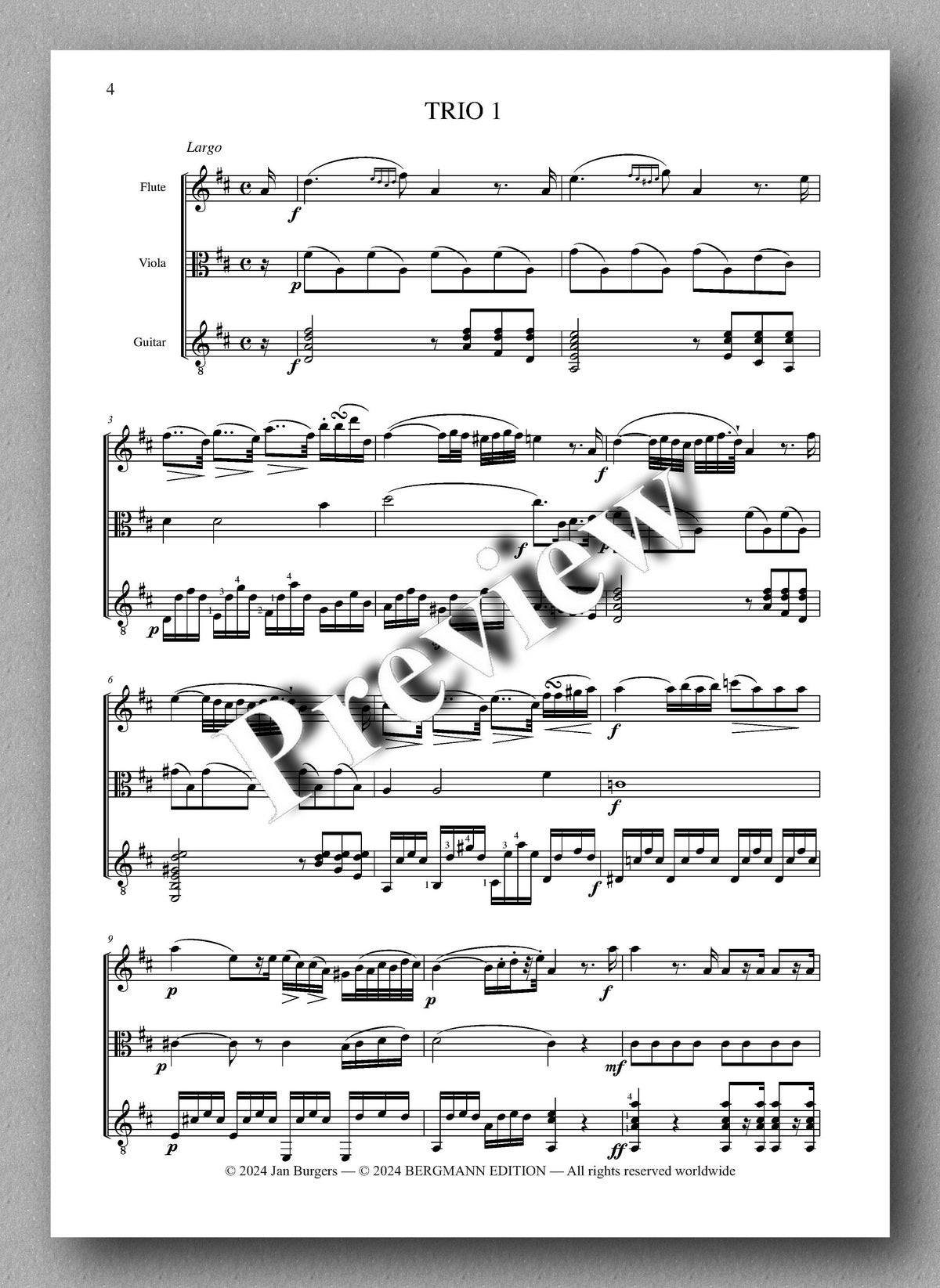 Francesco Molino, Three Trios for Flute, Viola and Guitar (Opus 19) - preview of the music score 1