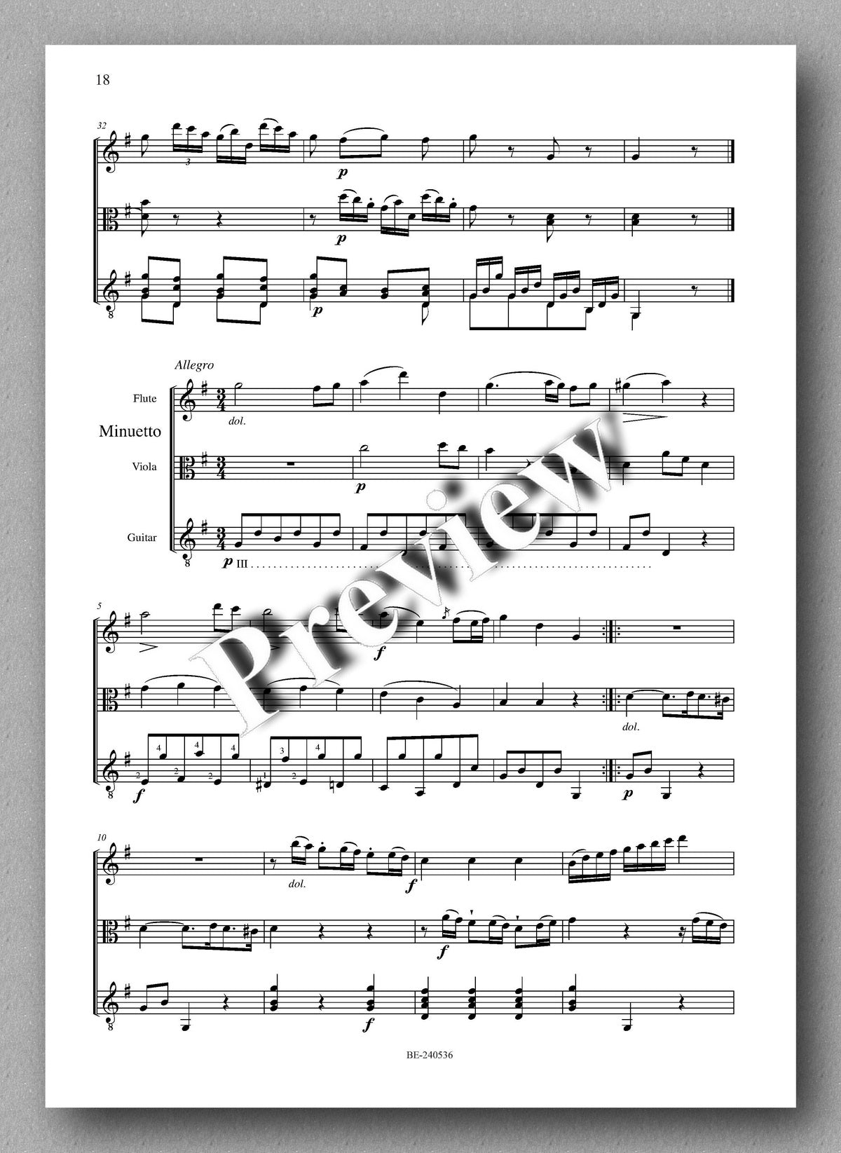 Francesco Molino, Trio Concertante for Flute or Violin, Viola and Guitar (Opus 30) - preview of the music score 4