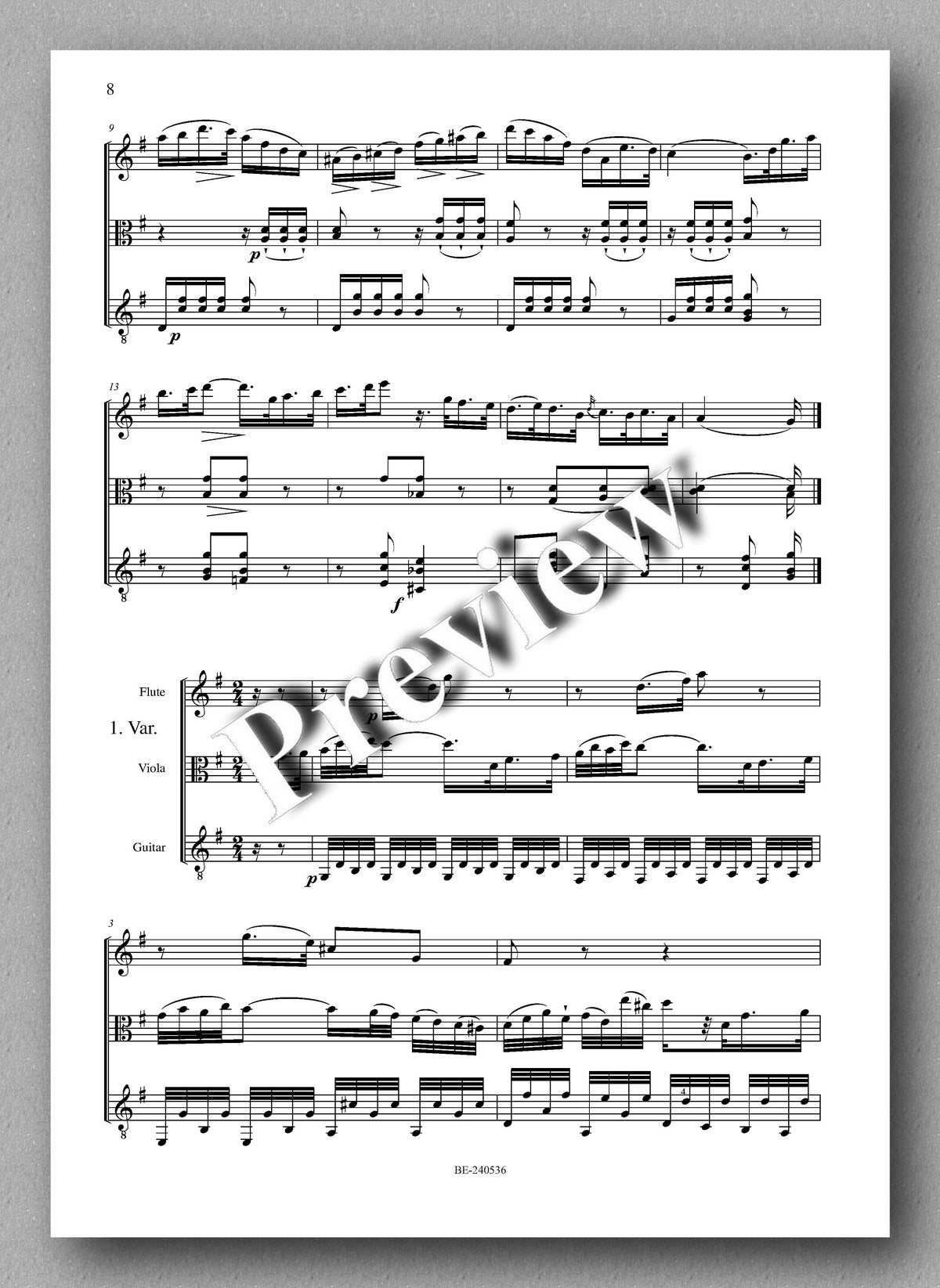 Francesco Molino, Trio Concertante for Flute or Violin, Viola and Guitar (Opus 30) - preview of the music score 3