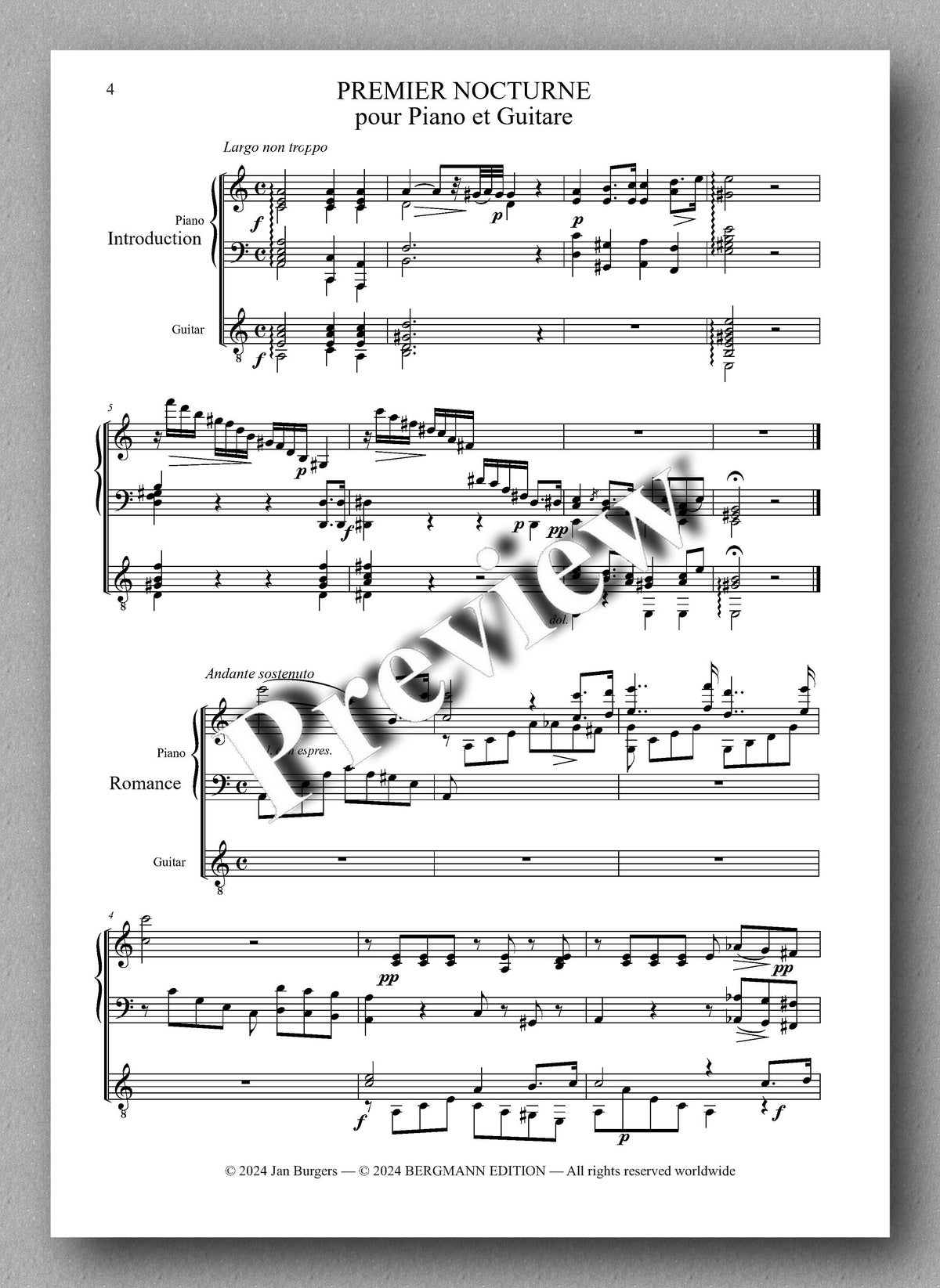 Francesco Molino, Nocturnal for Piano and Guitar (Opus 36) - preview of the music score 1