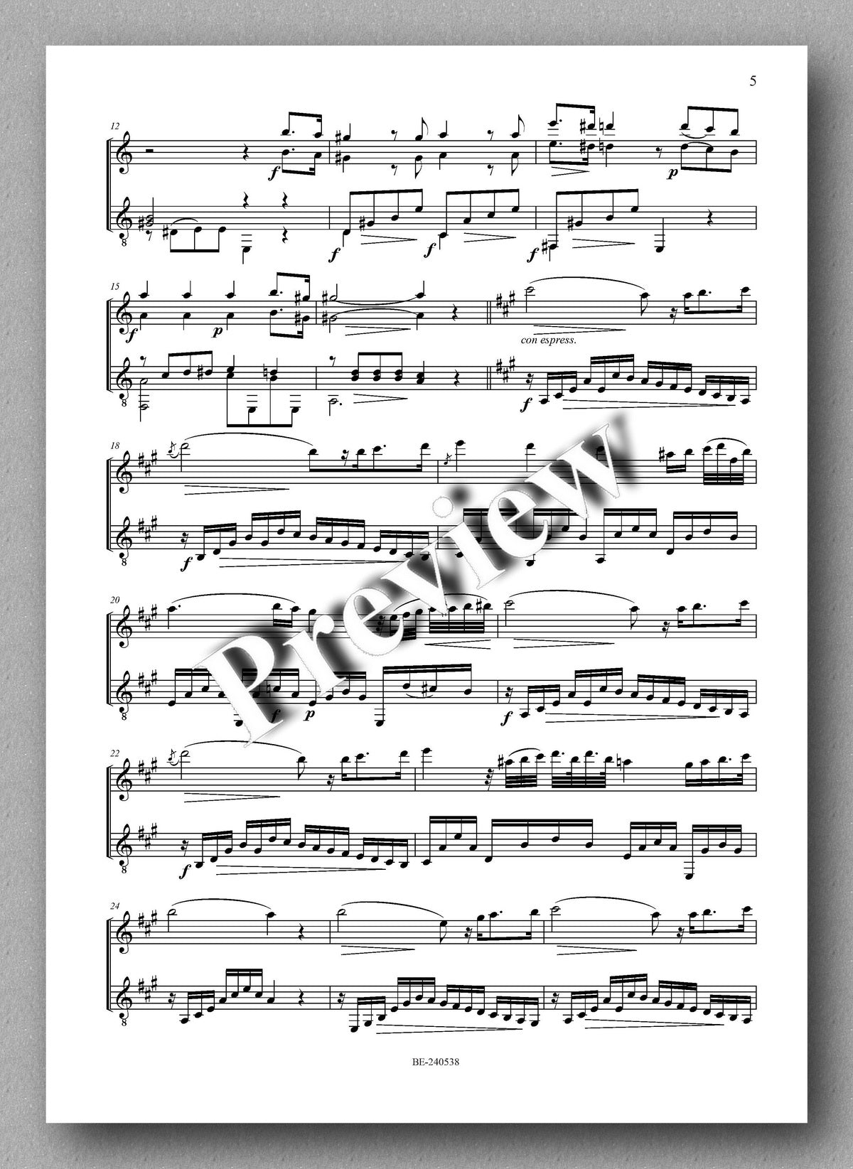 Francesco Molino, Nocturnal for Flute or Violin and Guitar (Opus 37) - preview of the music score 2