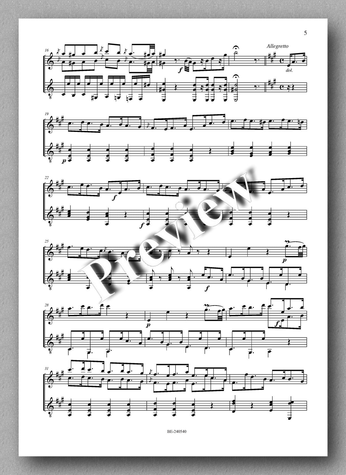 Francesco Molino, Third Nocturnal for Flute or Violon and Guitare (Opus 39) - preview of the music score 2