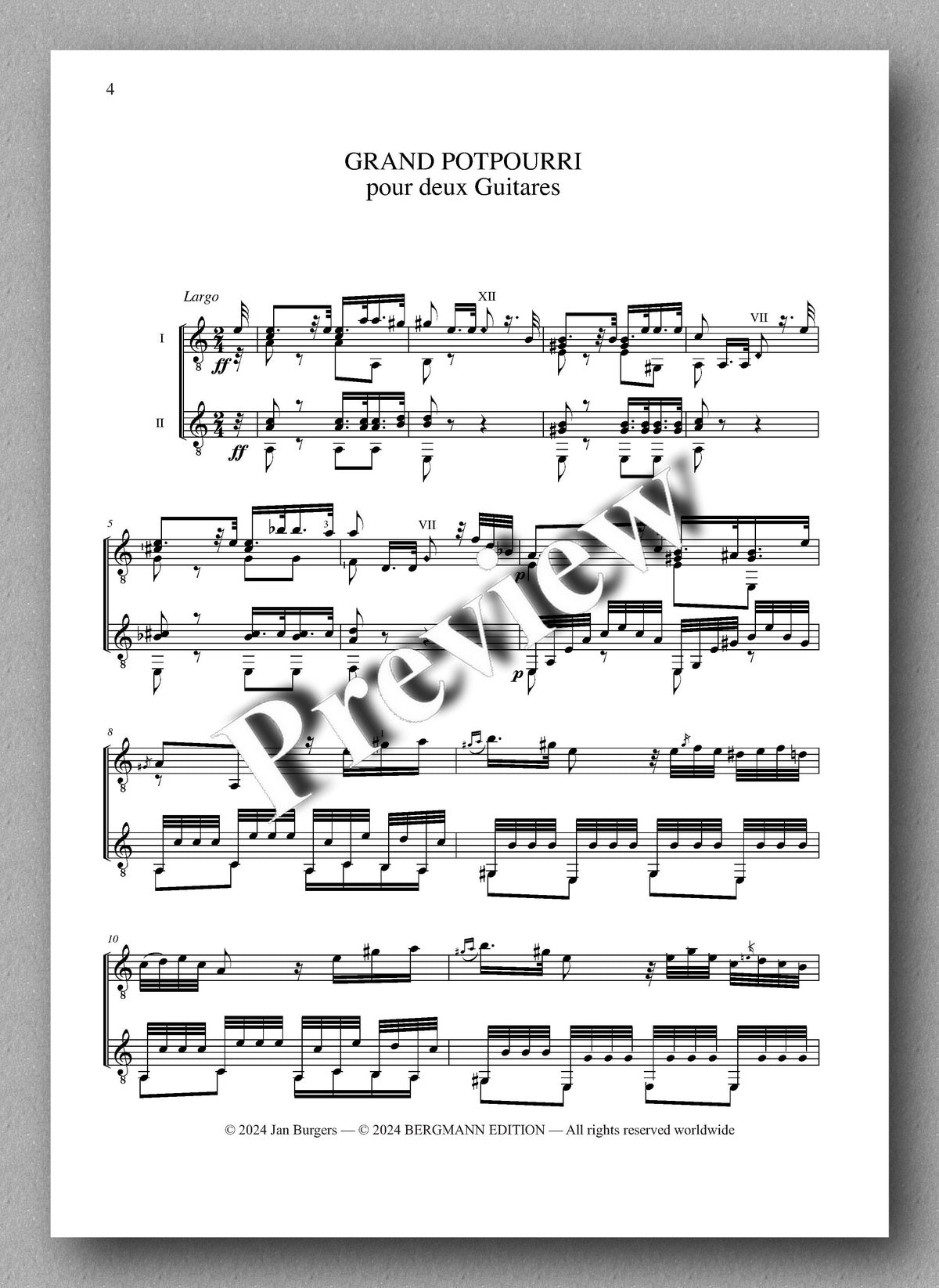 Francesco Molino, Grand Potpourri for two guitars - preview of the music score 1