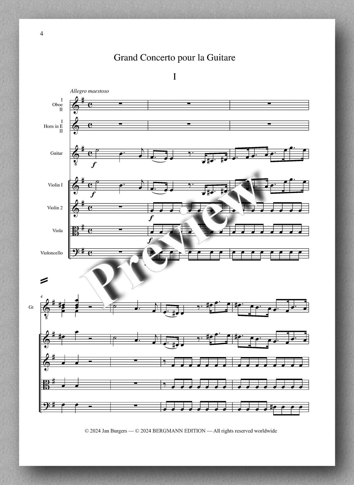 Francesco Molino, Grand Concert for small ensemble and Guitar (Opus 56) - preview of the music score