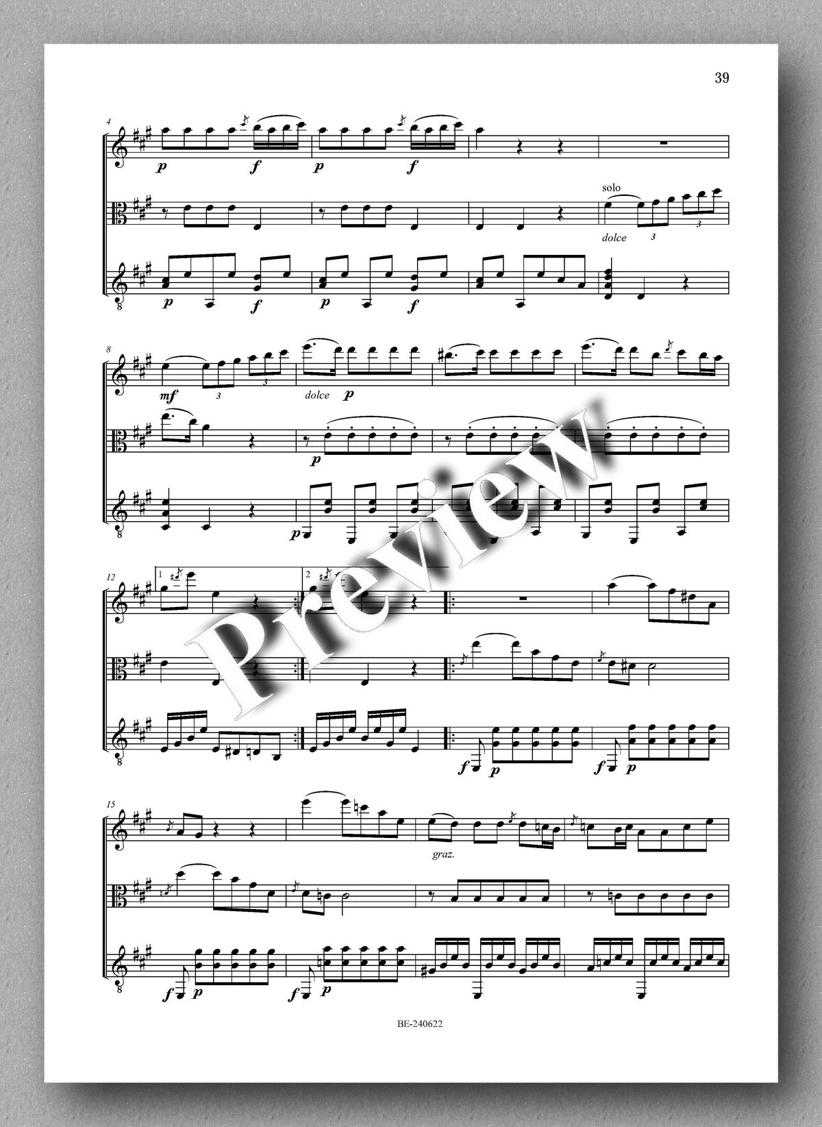 Francesco Molino, Three Trios for Flute, Viola and Guitar (Opus 4) - preview of the music score 4
