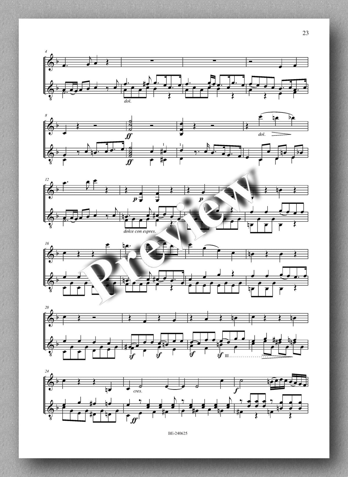 Francesco Molino, Three Sonatas for Violin and Guitar (Opus 2P) - preview of the music score 4