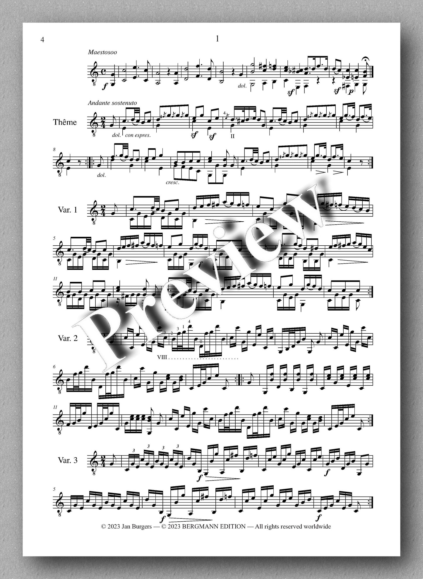 Molino, Collected Works for Guitar Solo, Vol. 10 - preview of the music score 1