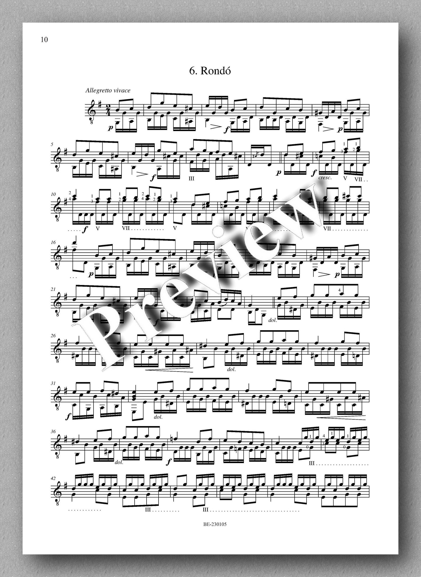 Molino, Collected Works for Guitar Solo, Vol. 17 - preview of the music score 2