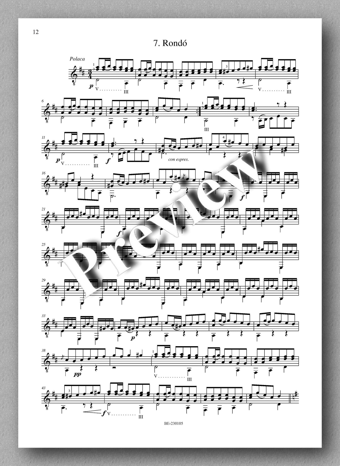Molino, Collected Works for Guitar Solo, Vol. 17 - preview of the music score 3