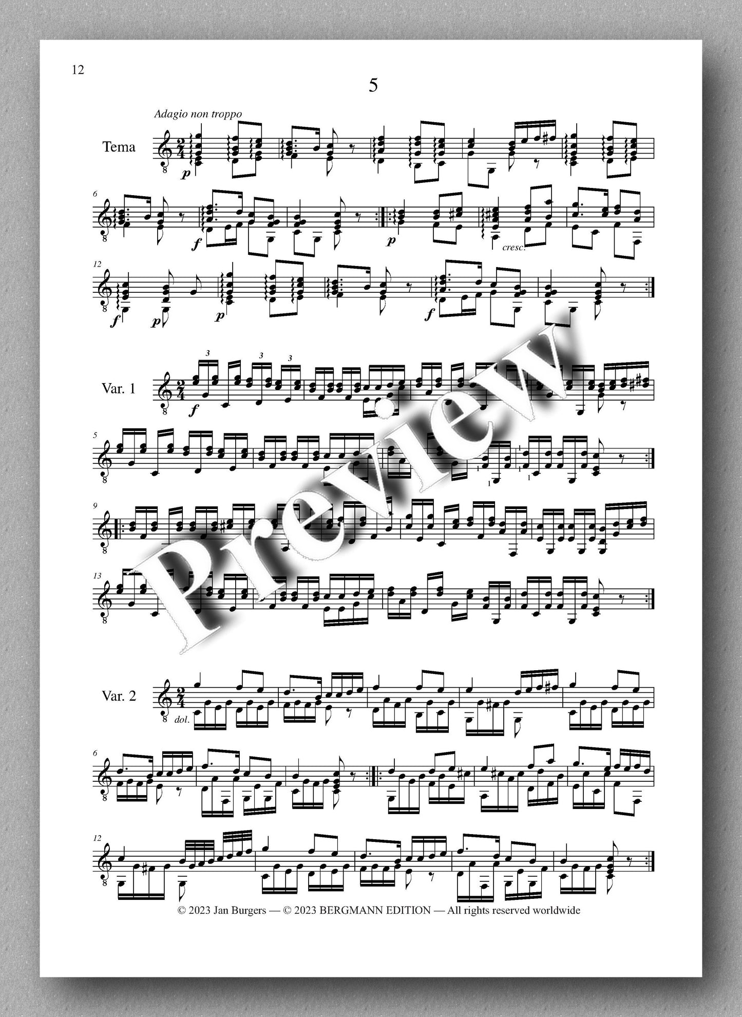 Molino, Collected Works for Guitar Solo, Vol. 3 - preview of the music score 3