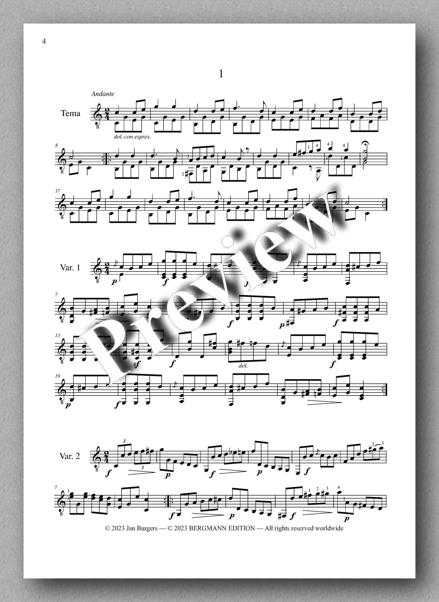 Molino, Collected Works for Guitar Solo, Vol. 3 - preview of the music score 1