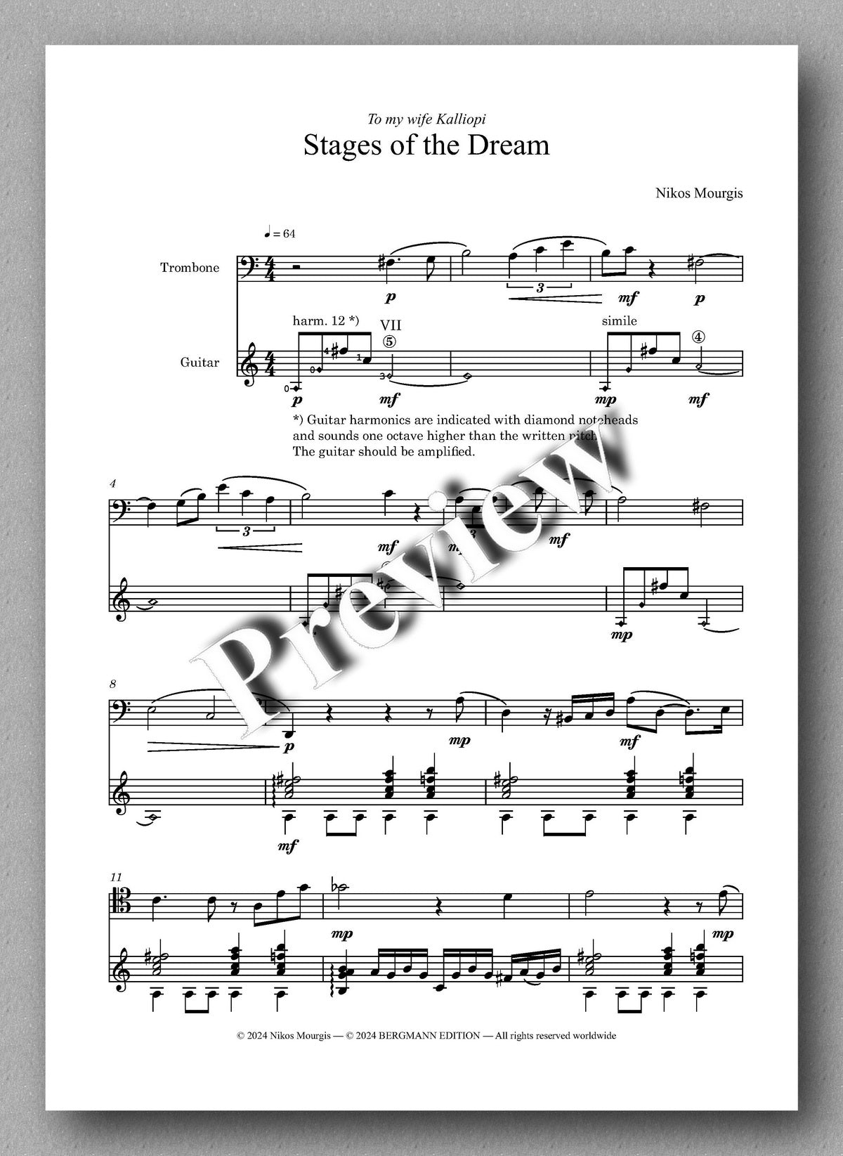 Nikos Mourgis, Stages of the Dream - preview of the music score 1