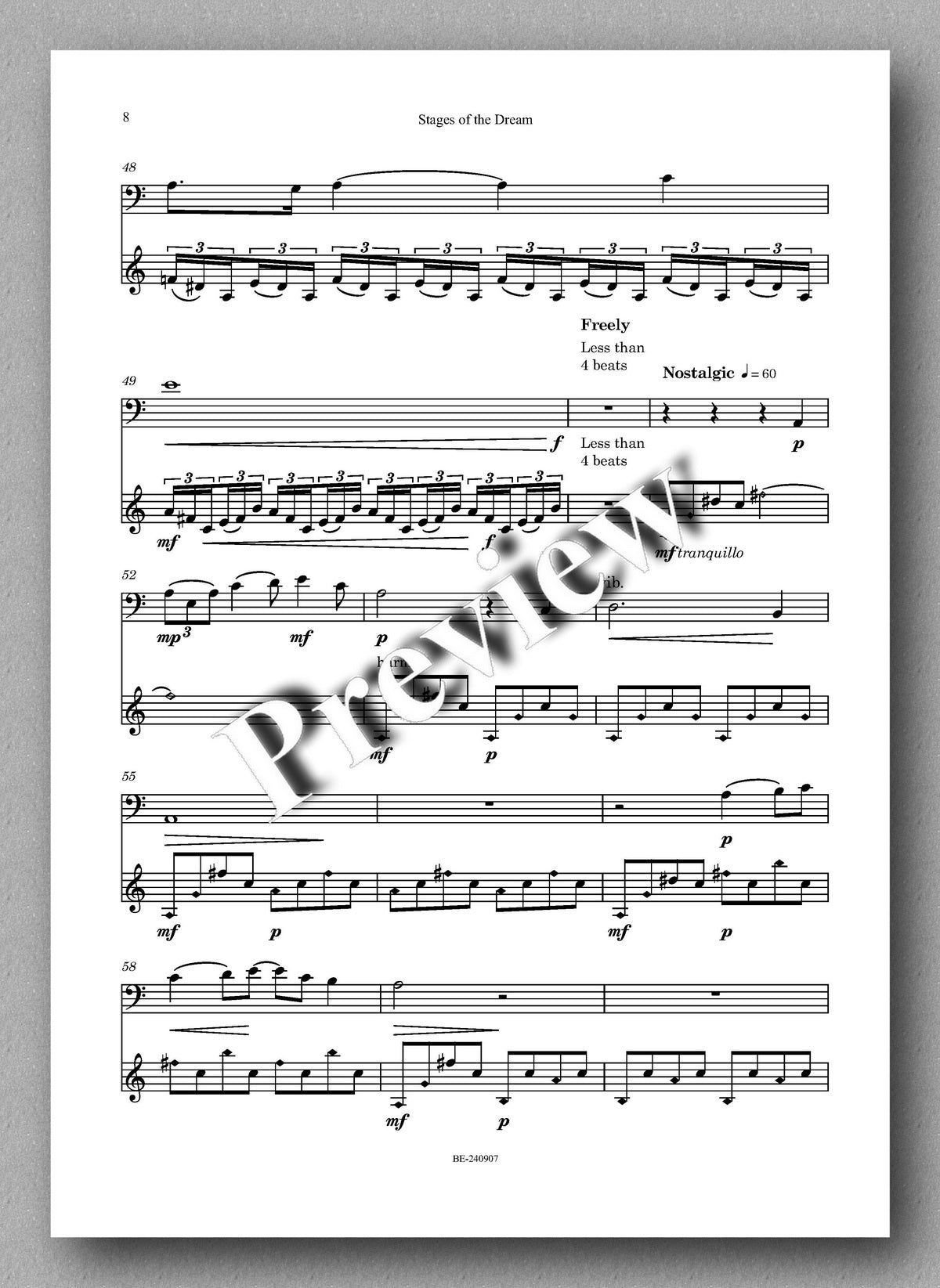 Nikos Mourgis, Stages of the Dream - preview of the music score 2