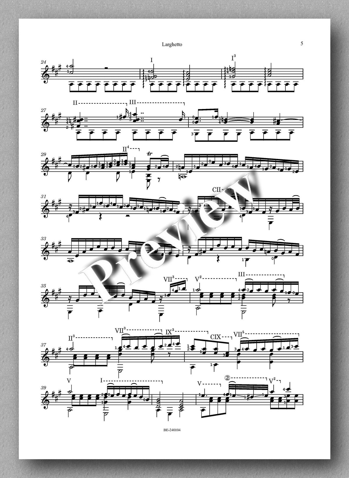 Wolfgang Amadeus Mozart, Larghetto - preview of the music score 2