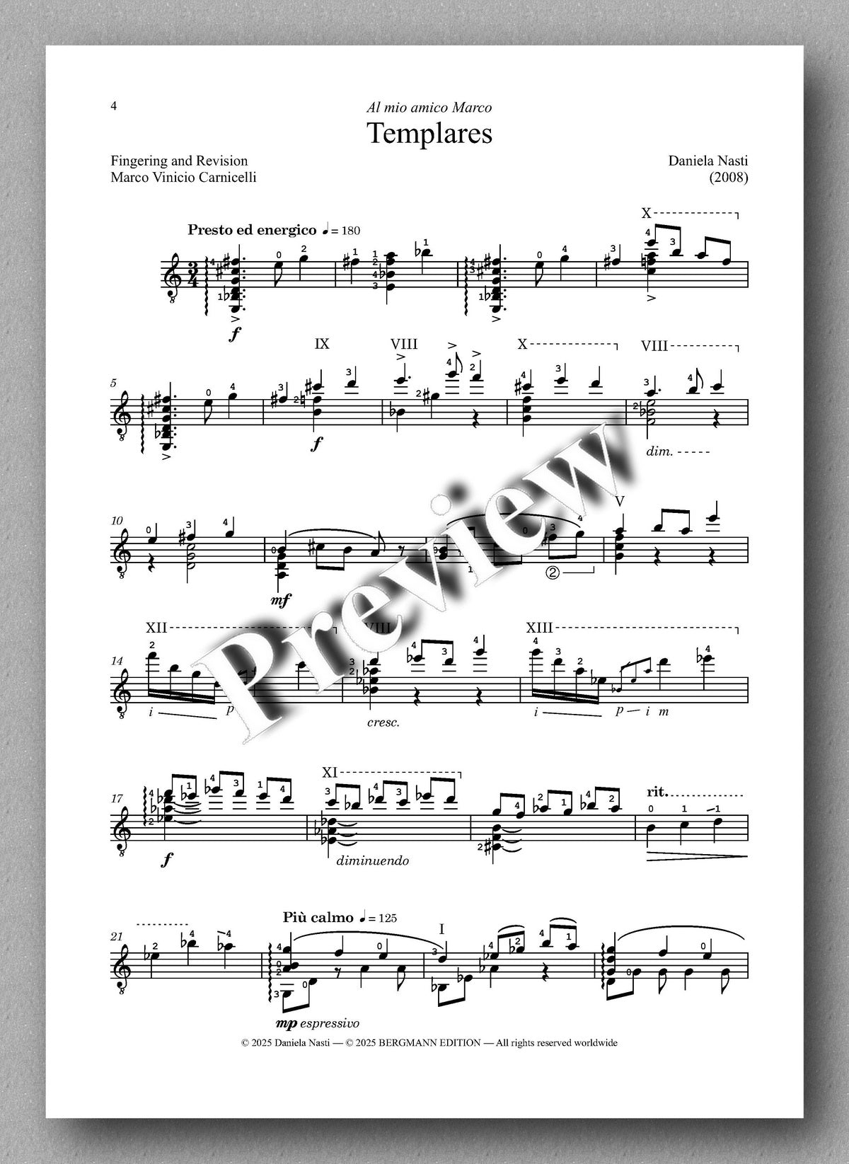 Templares by Daniela Nasti - preview of the music score 1